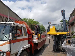 Flatbed Trailer With Crane Are Ready for Cross Country Delivery