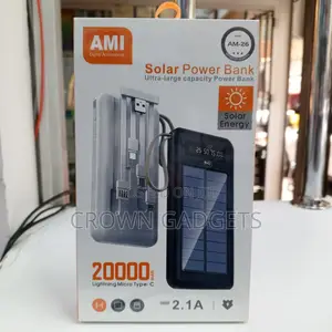 20000mah Ami Solar Power Bank – Fast Charge Dual Usb Ports