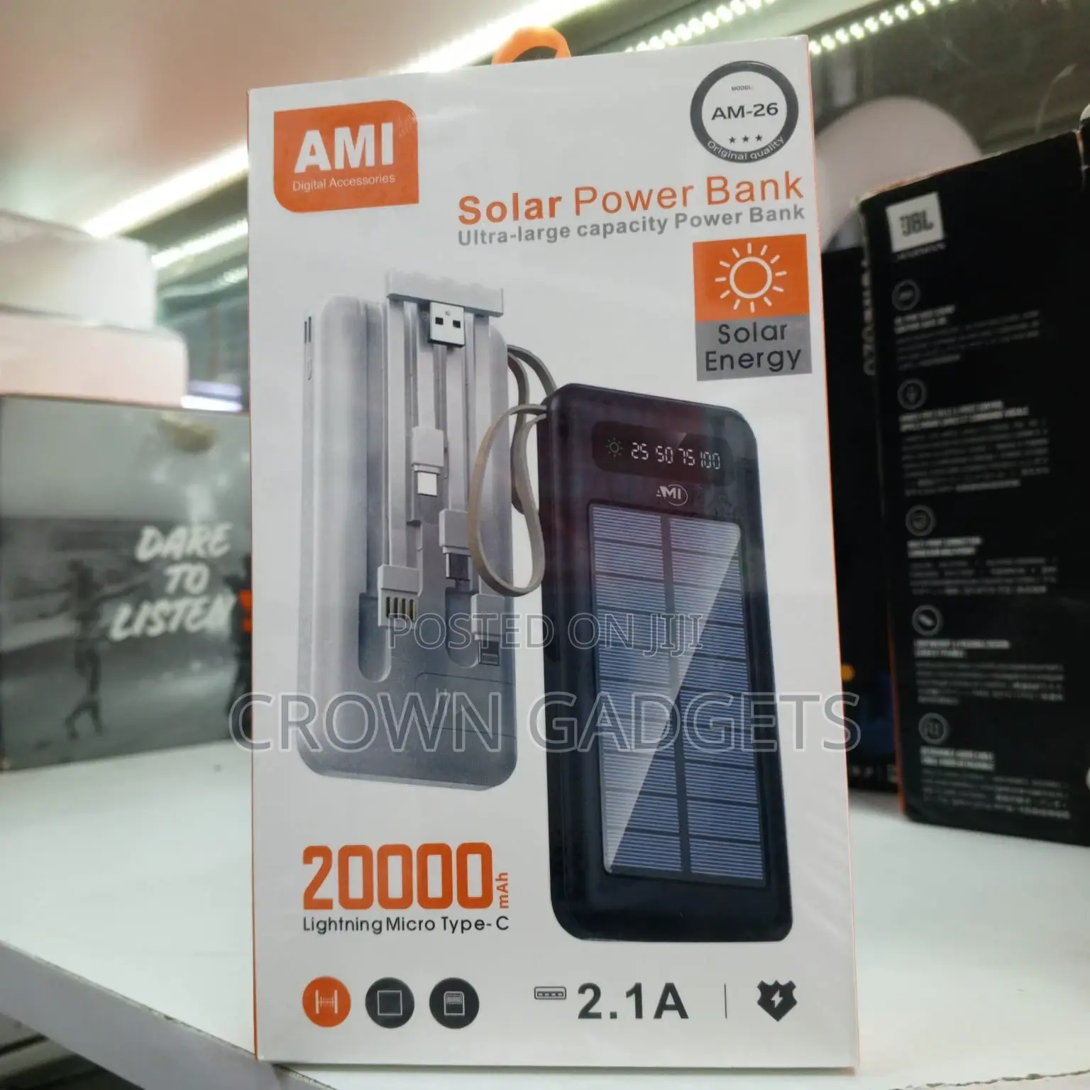 Ami Am-26 Solar Charger 20000mah With Type-C Micro Input