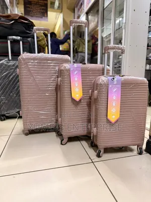 Size 3 3 in 1 Rubber Unbreakable Suitcase Set in Rose Gold