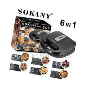 "Sokany 6-in-1 Sandwich Maker - Grill, Toast, Panini, Waffle, Burger +