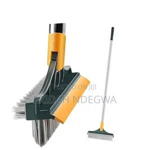 *3-in-1 Floor Scrubbing v- Shaped Brush, Broom Squeegee