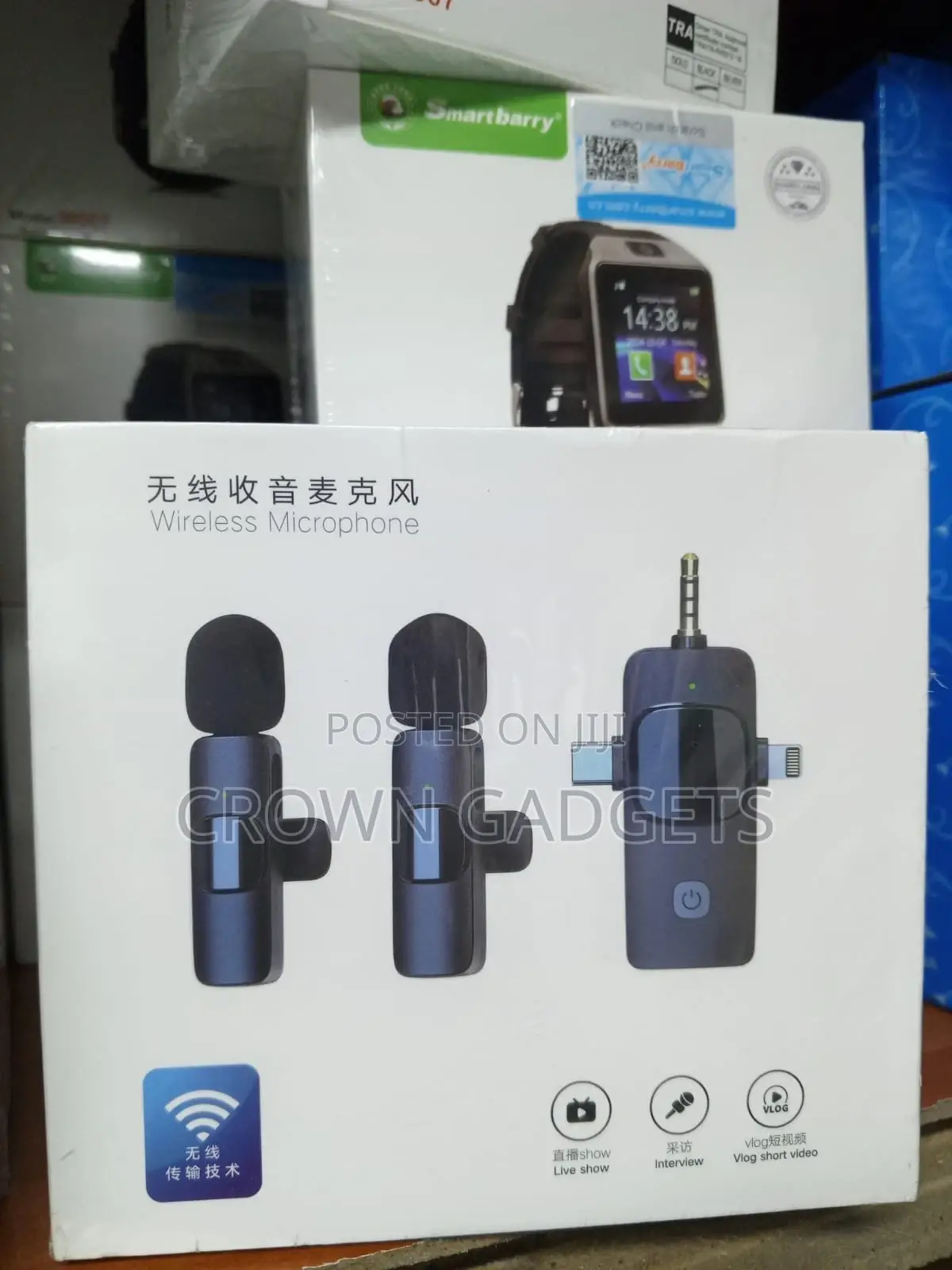 Dual Wireless Microphone Kit 3.5mm Plug for iPhone Android