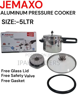 Jemaxo Aluminium Pressure Cooker: With: Free - Glass Lids Free - 5l