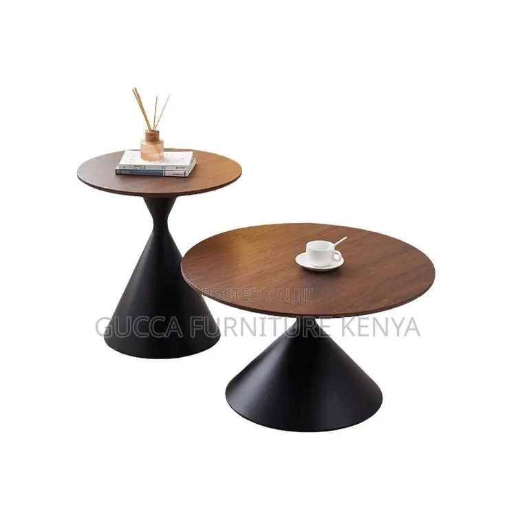 Modern Twin Round Wooden Top Reception Coffee Table