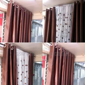 Coffee Brown Curtains With Themed Sheers