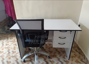 White Office Desk With Mesh Office Chair