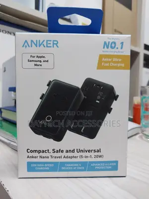 The Anker Nano International Travel Adapter (5-in-1, 20w).