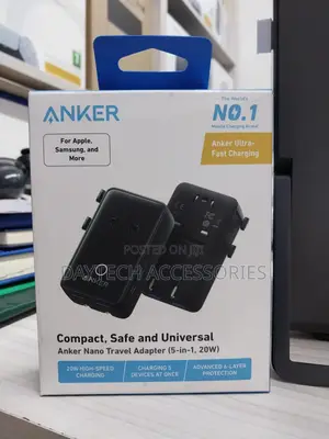 Anker - Nano Travel 5-Port Power Adapter Smart Temperature Control.