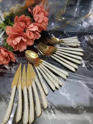 24 Piece Gold Cutlery Set