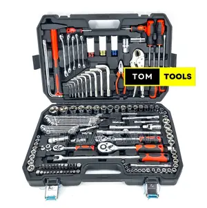 142+2pcs Chrome Vanadium 1⁄2 Inch and 1⁄4 Inch Ratchet Set Tool Kit