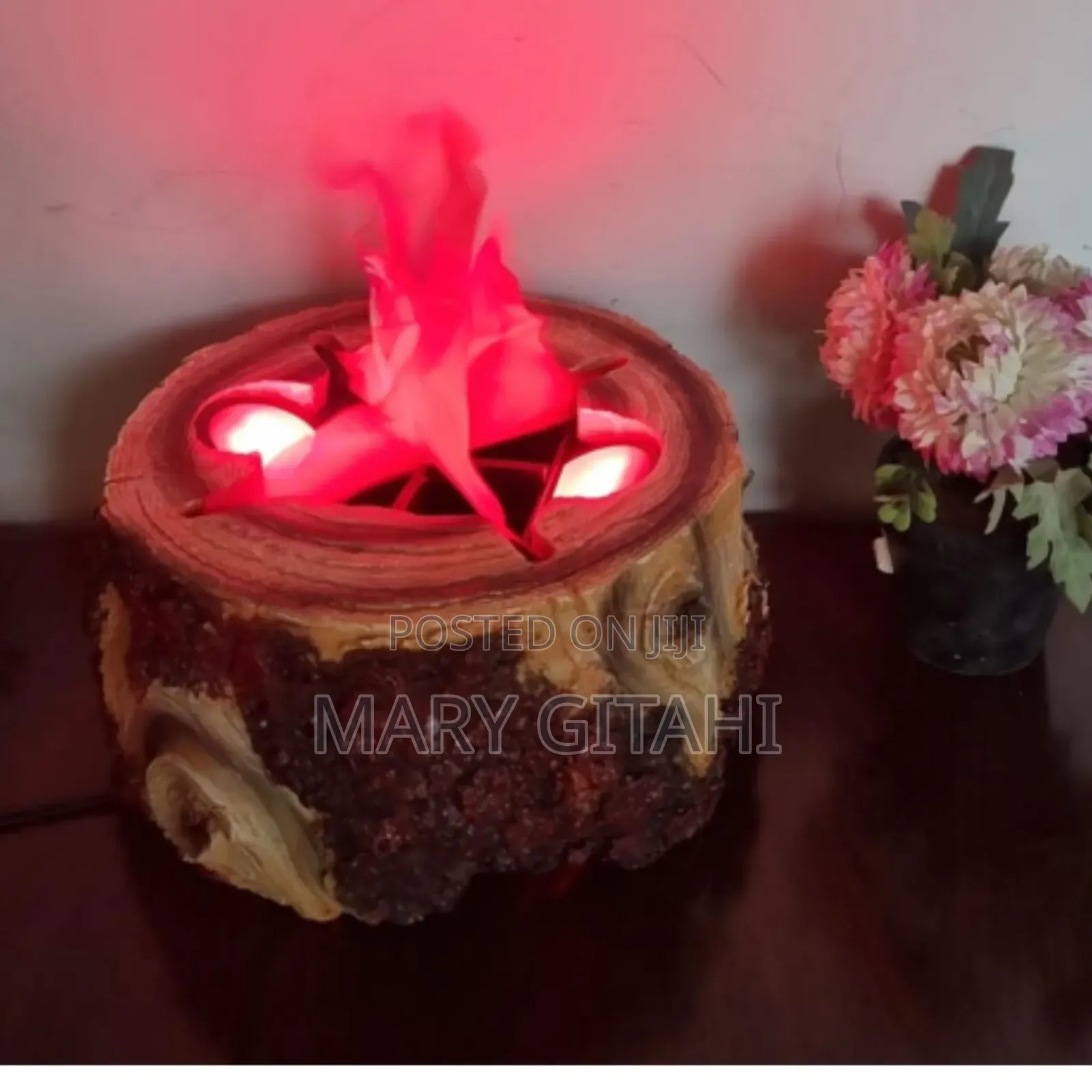 Electric Wooden Tree Stump Fireplace Decor Display