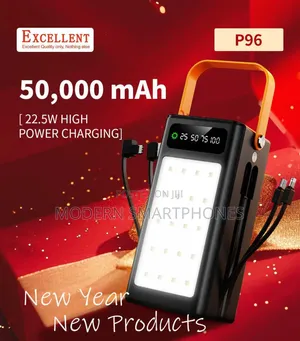 50000mah Excellent P96 Power Bank With Inbuilt Cables Powerbank