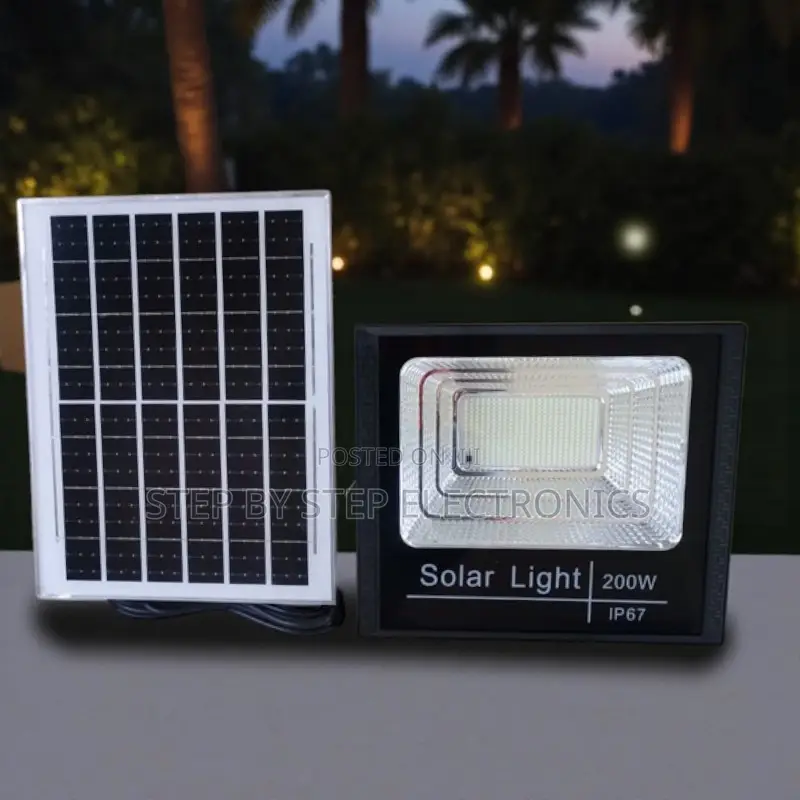 High Efficiency 200w Dusk to Dawn Auto on Off Solar Flood Light Lamp