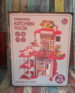  Kitchen Play Set 95 Cm, 73-pieces. Red And Green.