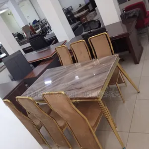Gold Marble 6-Seater Dining Set