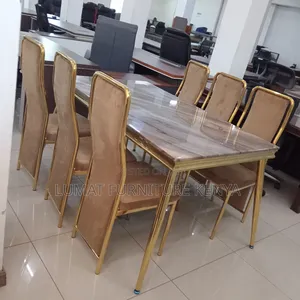 Gold Marble 6-Seater Dining Set