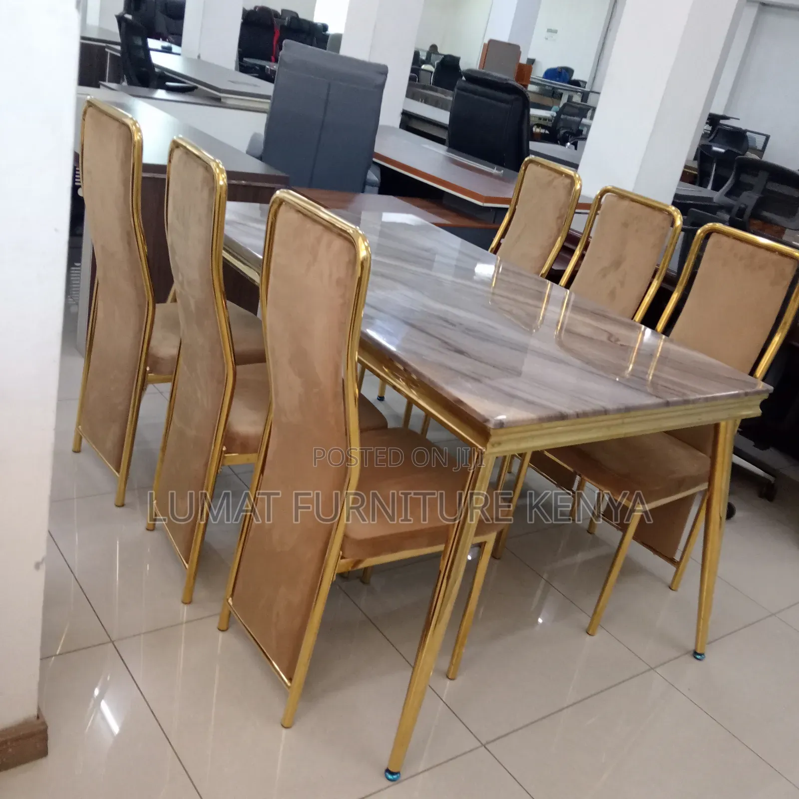 Gold Marble 6-Seater Dining Set