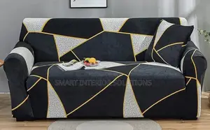 Black Gold Patterned Sofa Cover