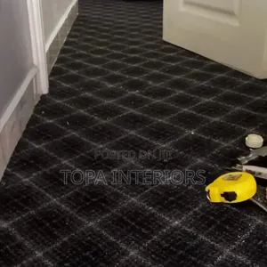 Dark Grey Striped Delta Office Carpets Wall to Wall Floor Carpets