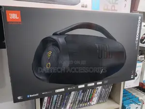 The JBL Boombox 3 Wi-Fi Portable Speaker.