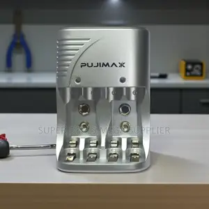 Pujimax 4 Slots Universal Battery Charger for 9v Aa and Aaa Batteries