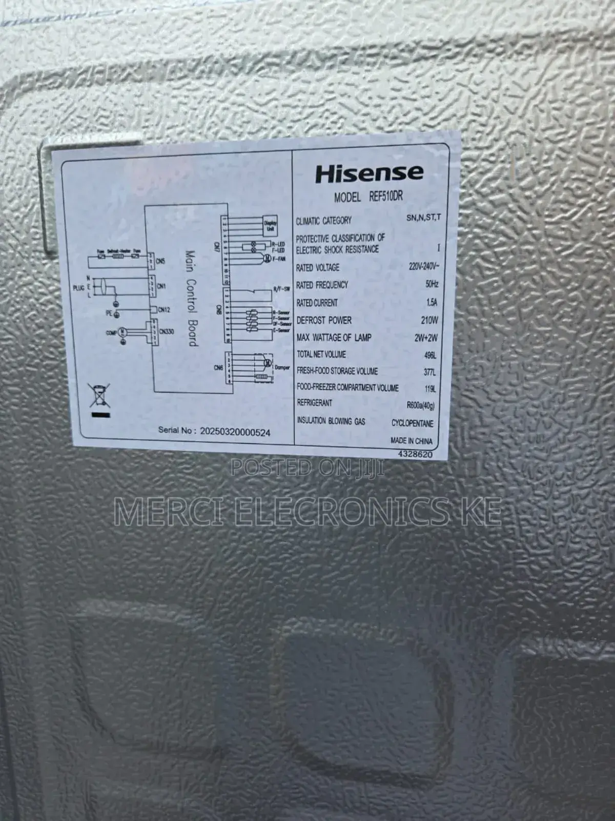 Hisense 510l Top Mount Double Door Fridge With Water Dispenser-Ref