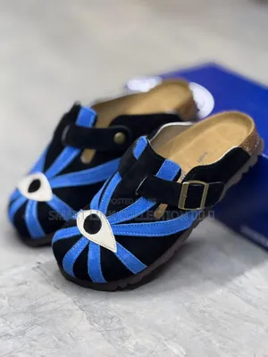 Skeleton Black Blue Clogs