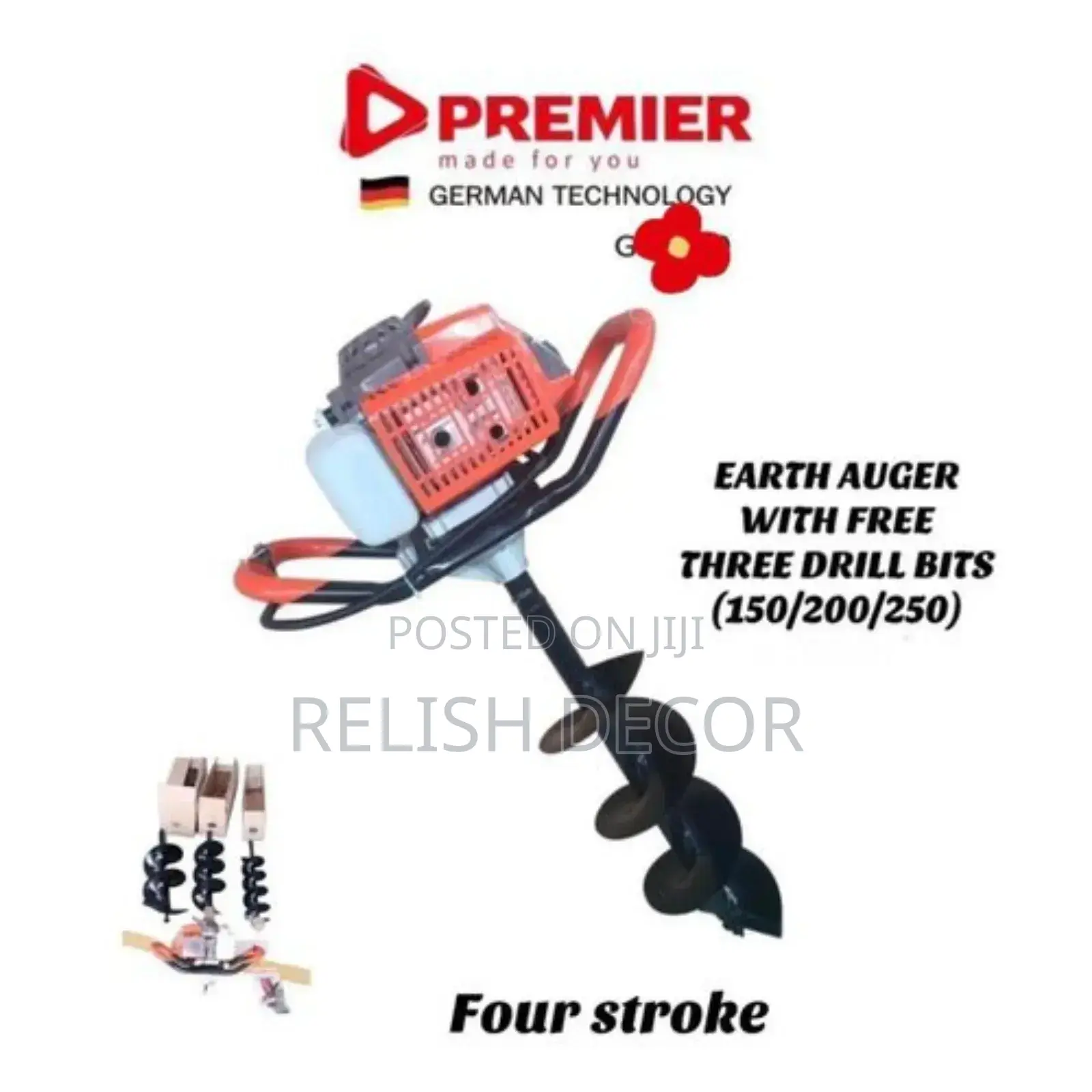Commercial Earth Auger With Drill Bits Post Hole Digger Four 4 Stroke