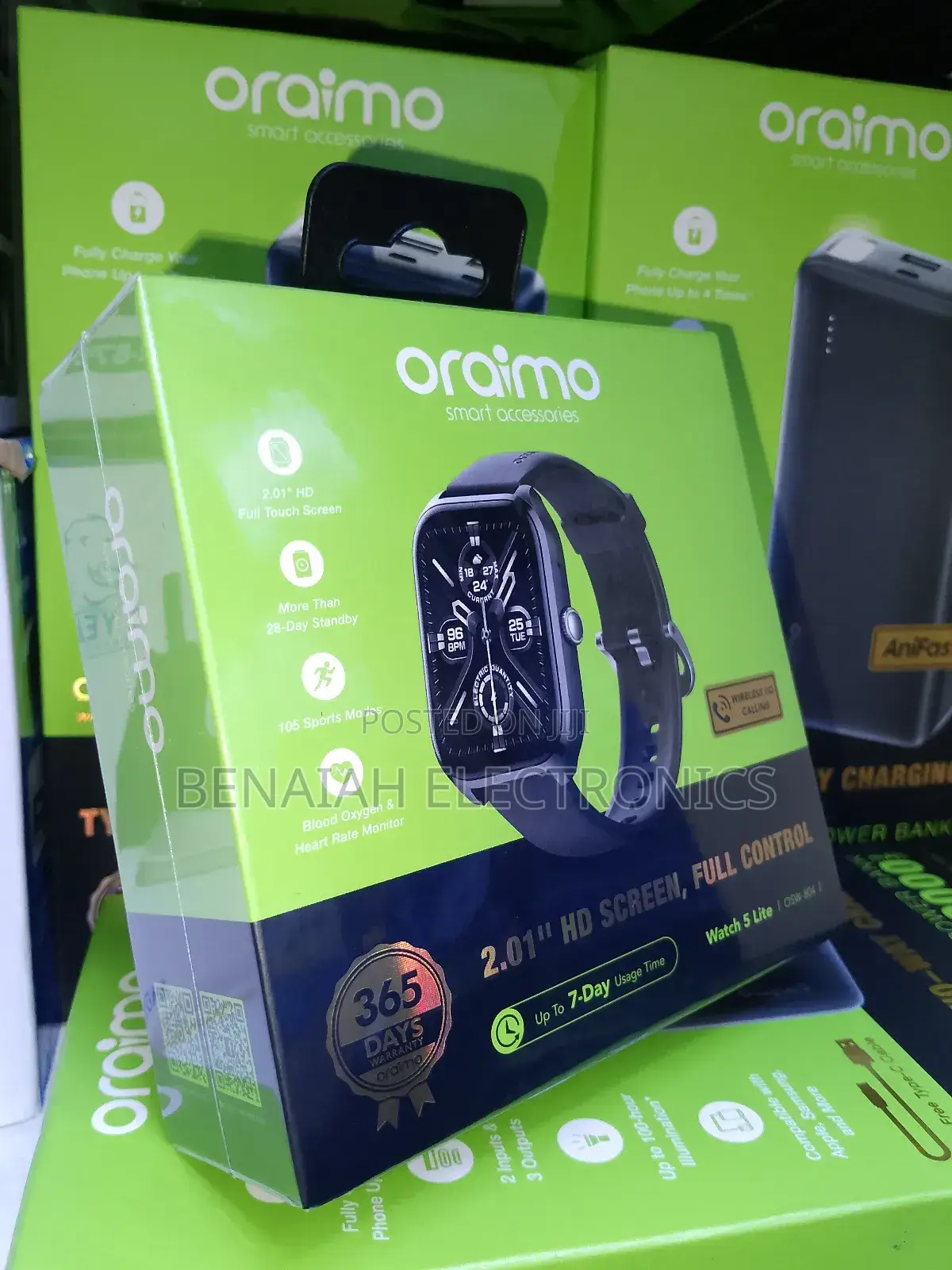 Oraimo Smart Watch 2.01" Full Hd Touch Screen 105 Sports Mode
