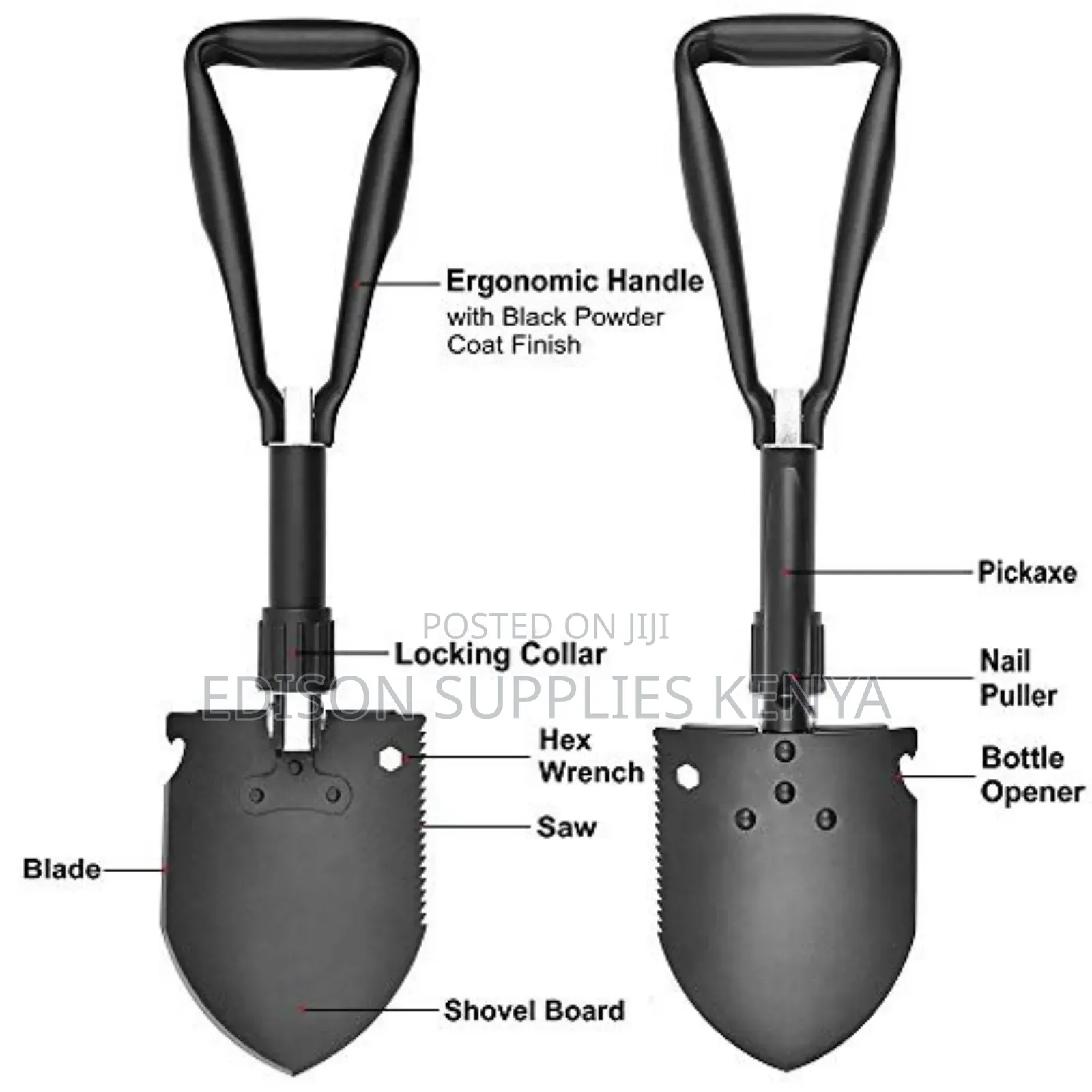 Folding Shovel Foldable Spade Camping Pick Axe Hoe Gardening Trowel