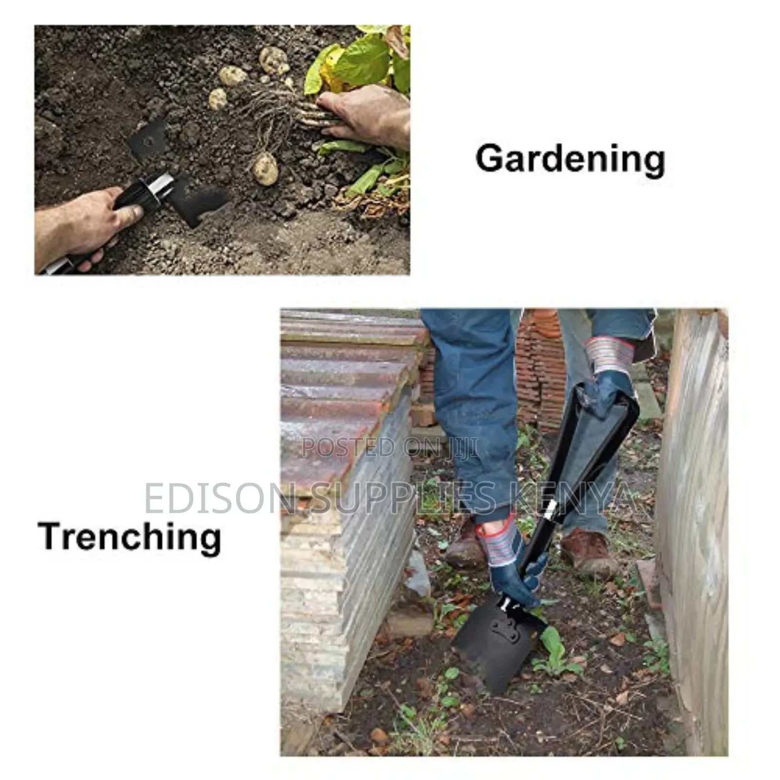 Folding Shovel Foldable Spade Camping Pick Axe Hoe Gardening Trowel