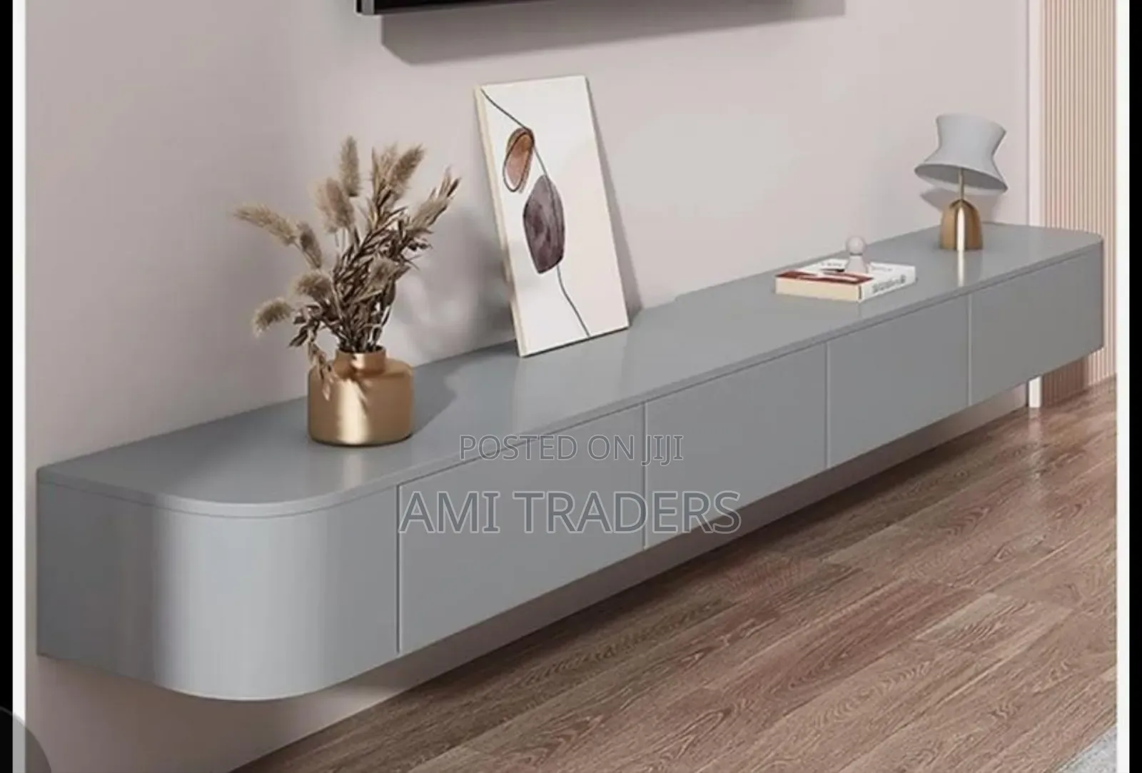Grey Floating Tv Stand 8ft.