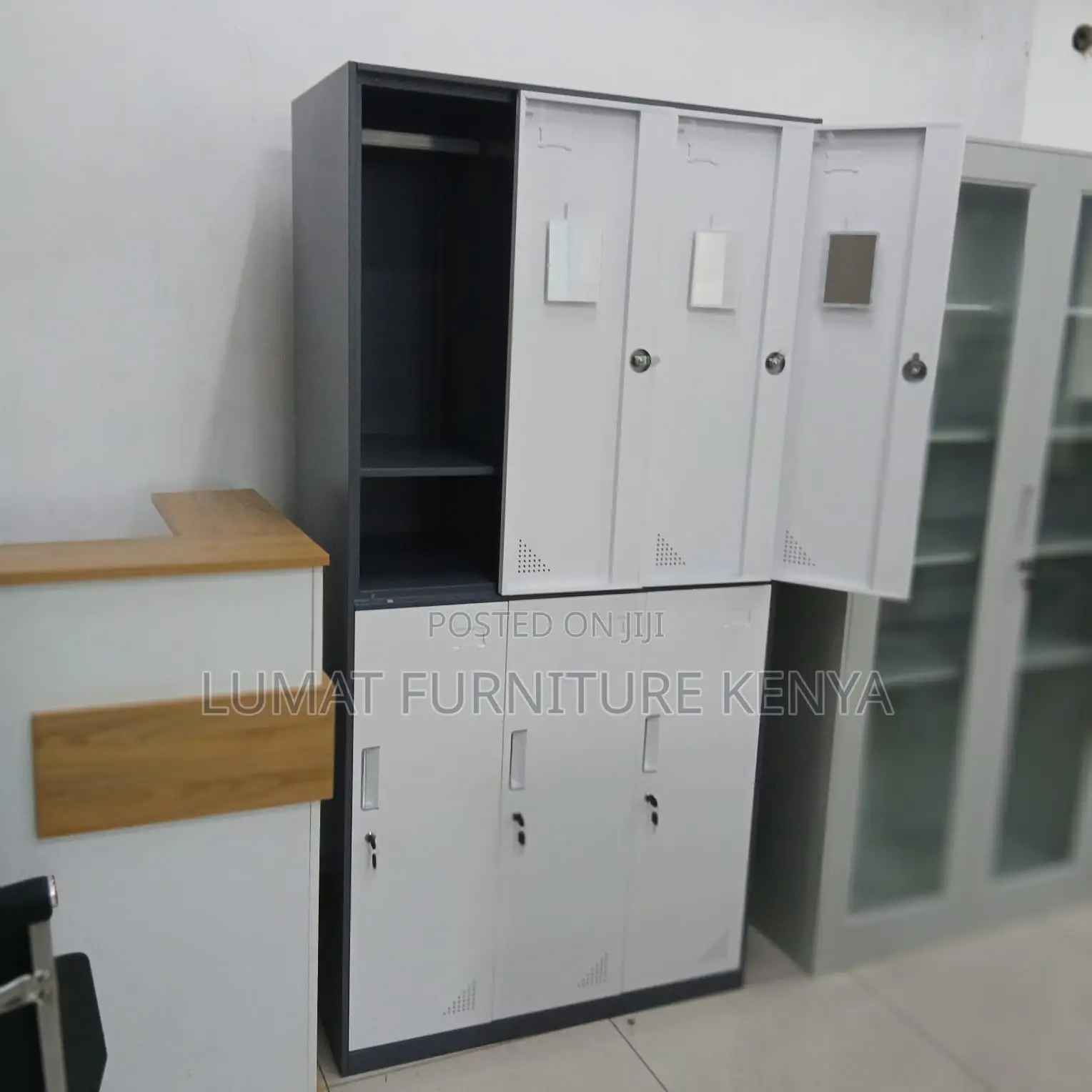 Modern 6 Locker Metallic Office Cabinet
