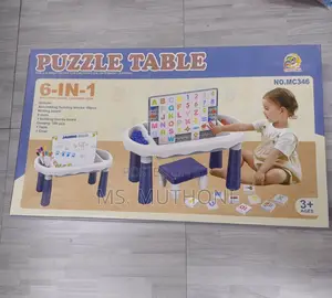 6-in-1 Kids Learning Activity Table - With Magnetic Board and Stool