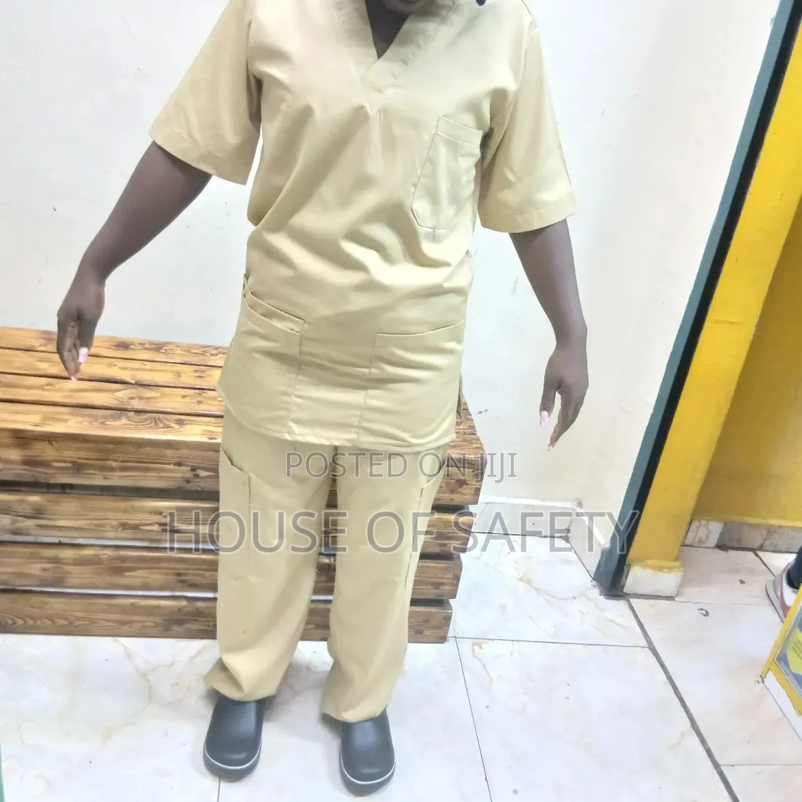 Multiple Pockets Beige Uniforms