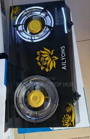 Ailyons Double Burner Gas Stove – Elegant Glass Top Design