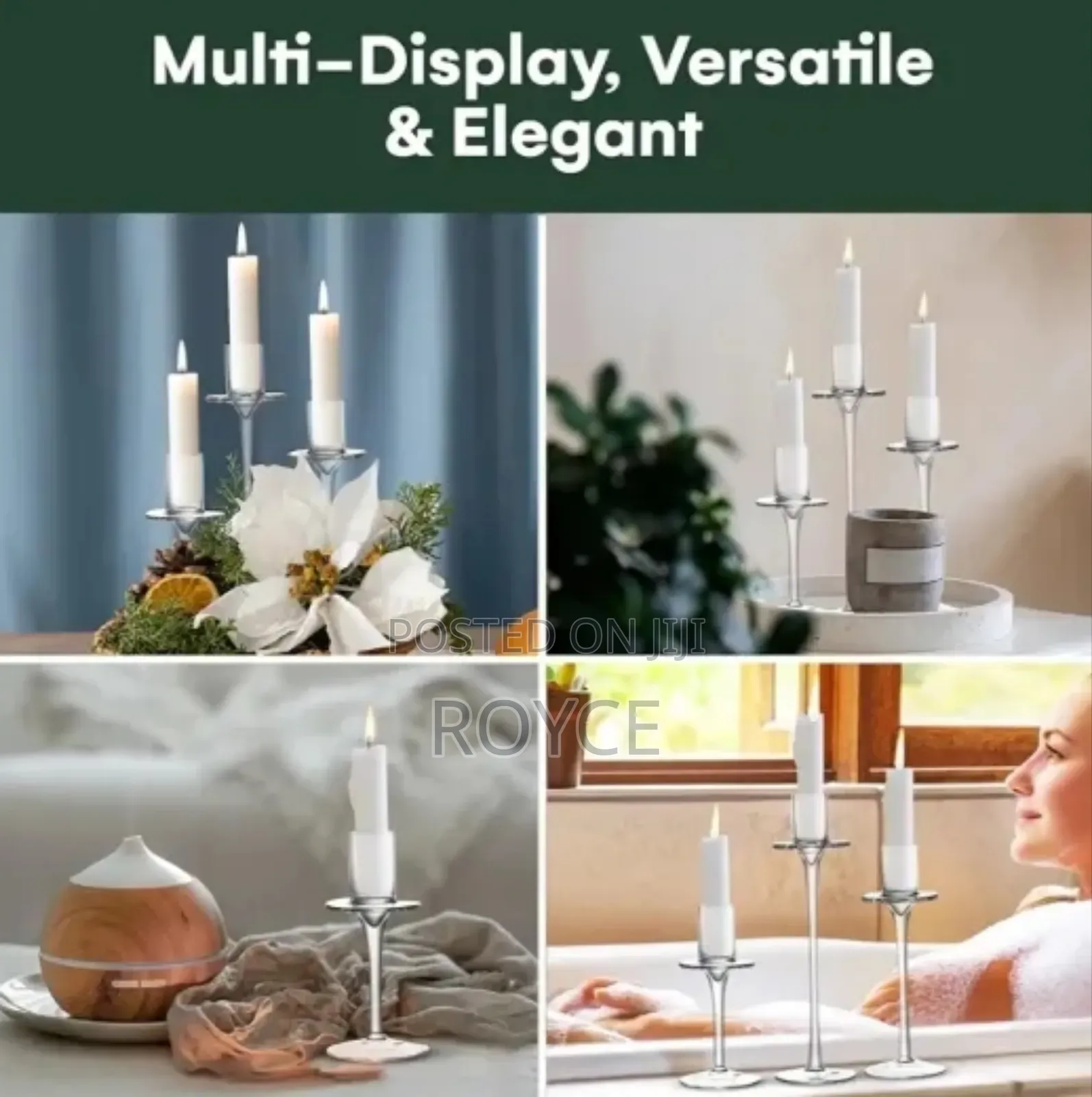 3pc Glass Candle Holders