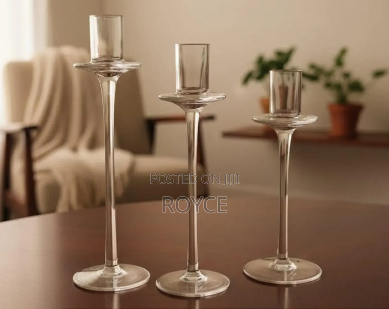 3pc Glass Candle Holders