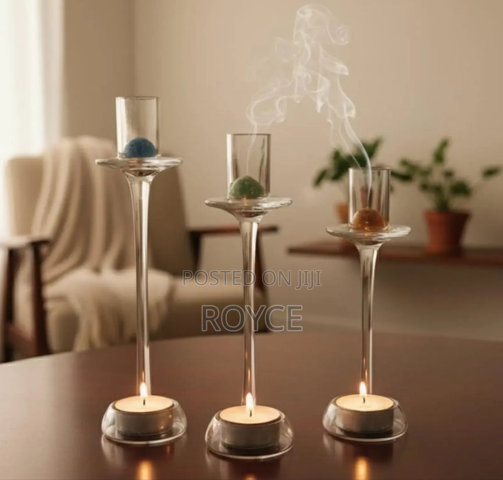 3pc Glass Candle Holders