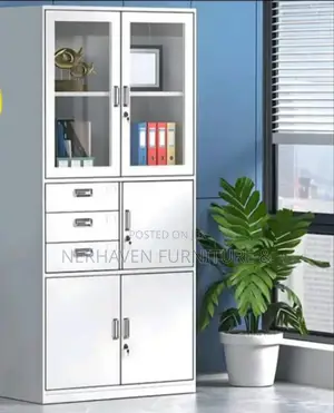 Half Glass Cabinet With Safe