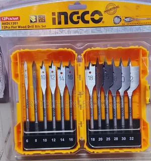 12 PCS Ingco Flat Wood Drill Bits Set