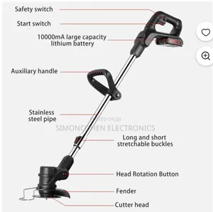 Cordless Electric Lawn Mower With Foldable Adjustable Trimmer