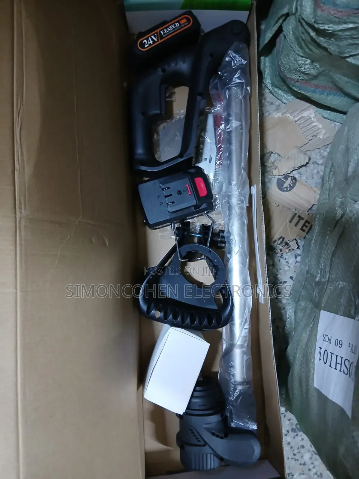 Cordless Electric Lawn Mower With Foldable Adjustable Trimmer