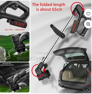 Cordless Electric Lawn Mower With Foldable Adjustable Trimmer