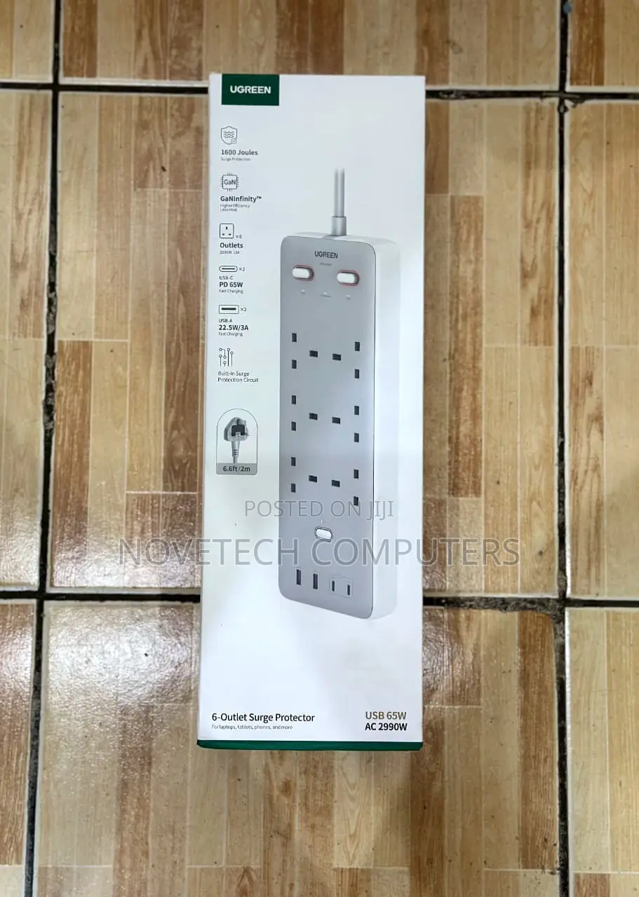 Ugreen Surge Protector Power Strip (6 Ac Outlets + 65w 2a2c)