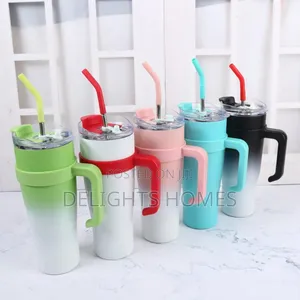 1200ml Capacity Stainless Steel Thermocups With Steel Straws-Pa