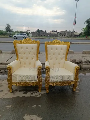 Pedicure King Chairs, Cream and Gold 