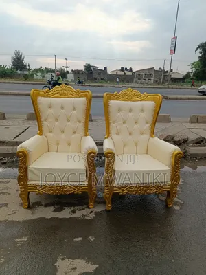 Pedicure King Chairs, Cream and Gold 