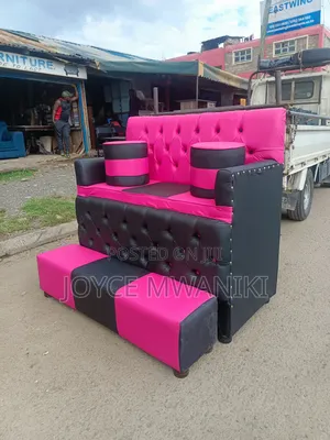 Pedicure Seat, Pink and Black, 2 Seater